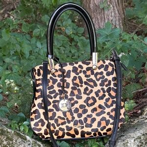 Dune London Dinidolivi Crossbody/Clutch Leopard Print Calfskin Leather